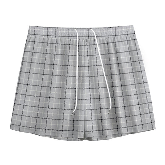Grey Tattersall Pattern Print Mesh Shorts