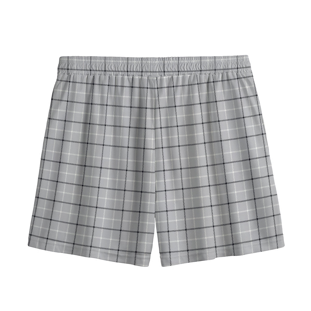 Grey Tattersall Pattern Print Mesh Shorts