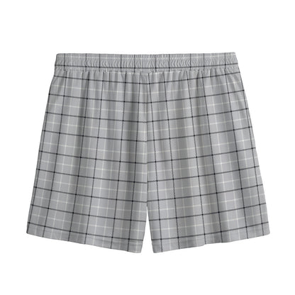 Grey Tattersall Pattern Print Mesh Shorts