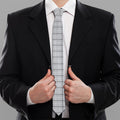 Grey Tattersall Pattern Print Necktie