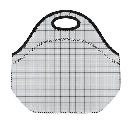 Grey Tattersall Pattern Print Neoprene Lunch Bag