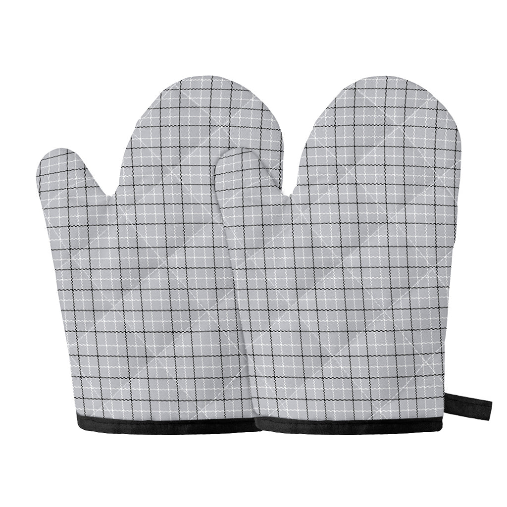 Grey Tattersall Pattern Print Oven Mitts