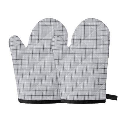 Grey Tattersall Pattern Print Oven Mitts