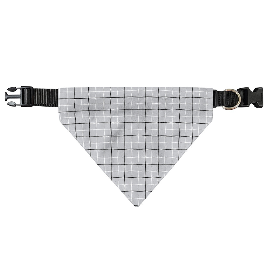 Grey Tattersall Pattern Print Over The Collar Dog Bandana
