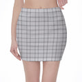 Grey Tattersall Pattern Print Pencil Mini Skirt