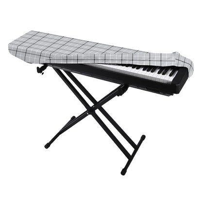 Grey Tattersall Pattern Print Piano Keyboard Cover