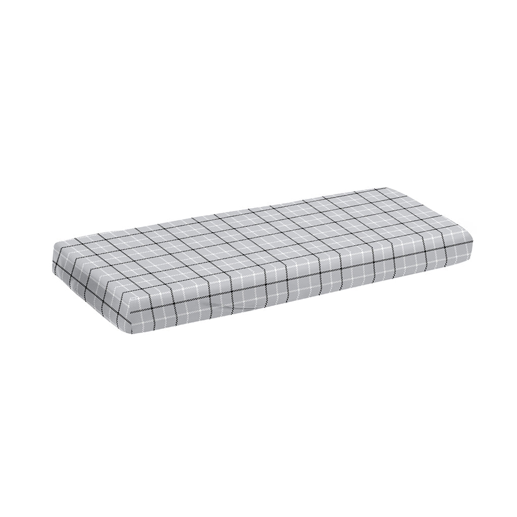 Grey Tattersall Pattern Print Piano Keyboard Cover