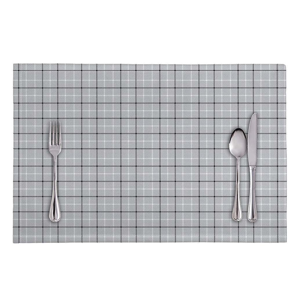Grey Tattersall Pattern Print Placemat