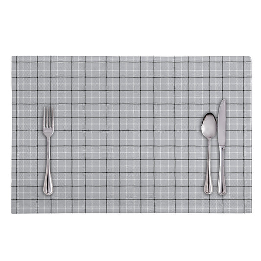 Grey Tattersall Pattern Print Placemat