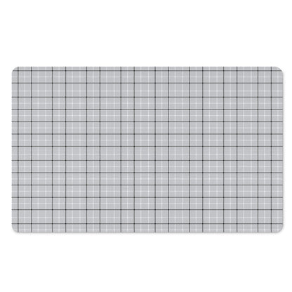 Grey Tattersall Pattern Print Polyester Doormat