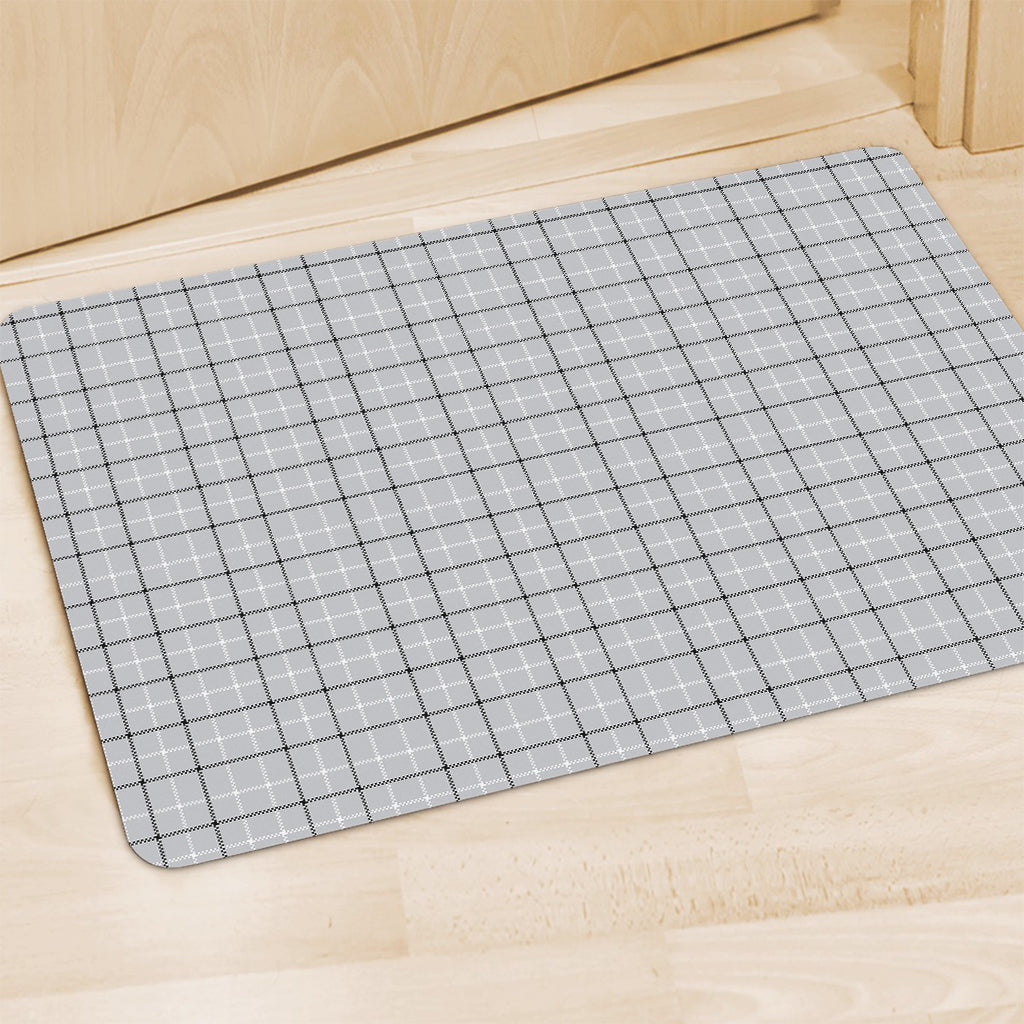 Grey Tattersall Pattern Print Polyester Doormat