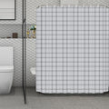 Grey Tattersall Pattern Print Polyester Shower Curtain