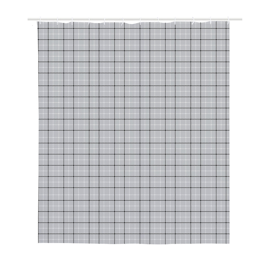 Grey Tattersall Pattern Print Polyester Shower Curtain