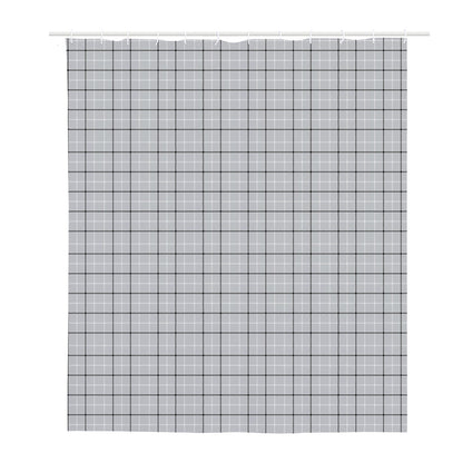 Grey Tattersall Pattern Print Polyester Shower Curtain