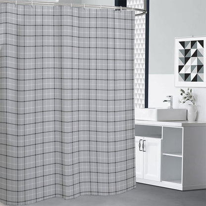 Grey Tattersall Pattern Print Premium Shower Curtain