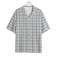 Grey Tattersall Pattern Print Rayon Hawaiian Shirt