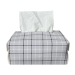 Grey Tattersall Pattern Print Rectangle Tissue Box Cover