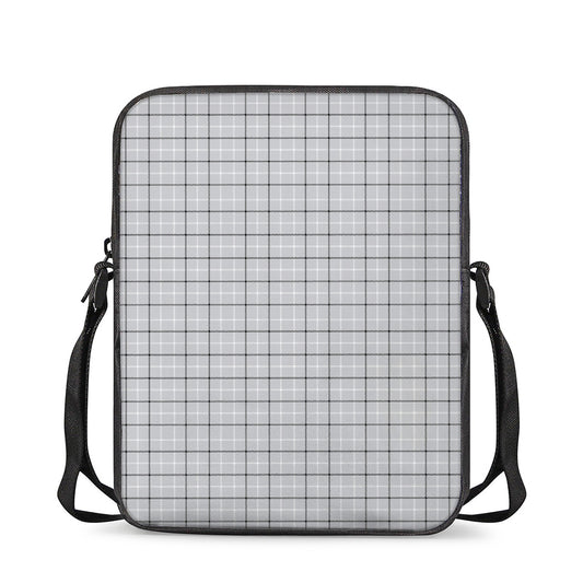 Grey Tattersall Pattern Print Rectangular Crossbody Bag