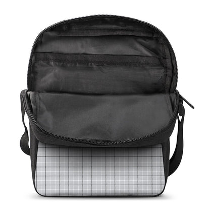 Grey Tattersall Pattern Print Rectangular Crossbody Bag