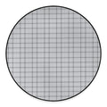 Grey Tattersall Pattern Print Round Floor Mat