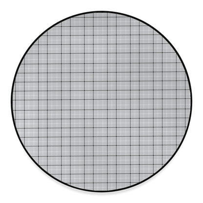 Grey Tattersall Pattern Print Round Floor Mat