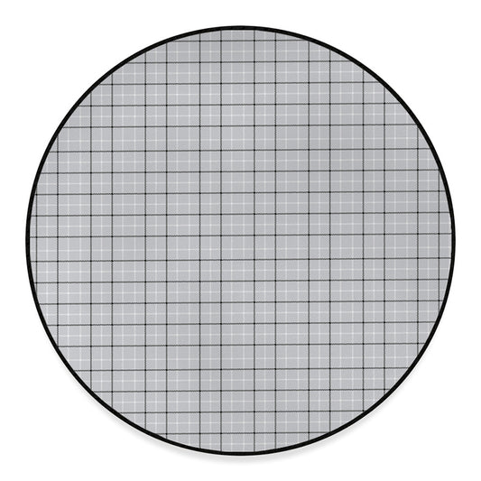 Grey Tattersall Pattern Print Round Floor Mat