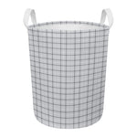 Grey Tattersall Pattern Print Round Laundry Basket