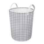 Grey Tattersall Pattern Print Round Laundry Basket