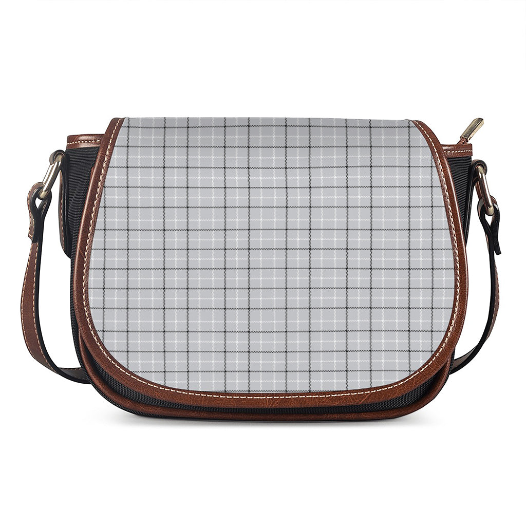 Grey Tattersall Pattern Print Saddle Bag