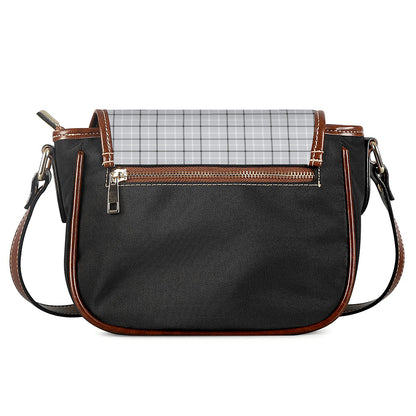 Grey Tattersall Pattern Print Saddle Bag