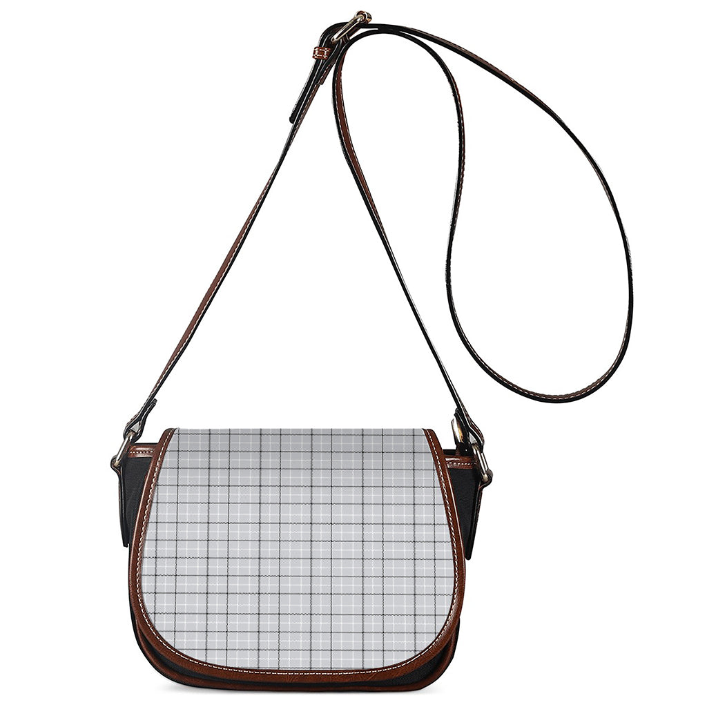 Grey Tattersall Pattern Print Saddle Bag