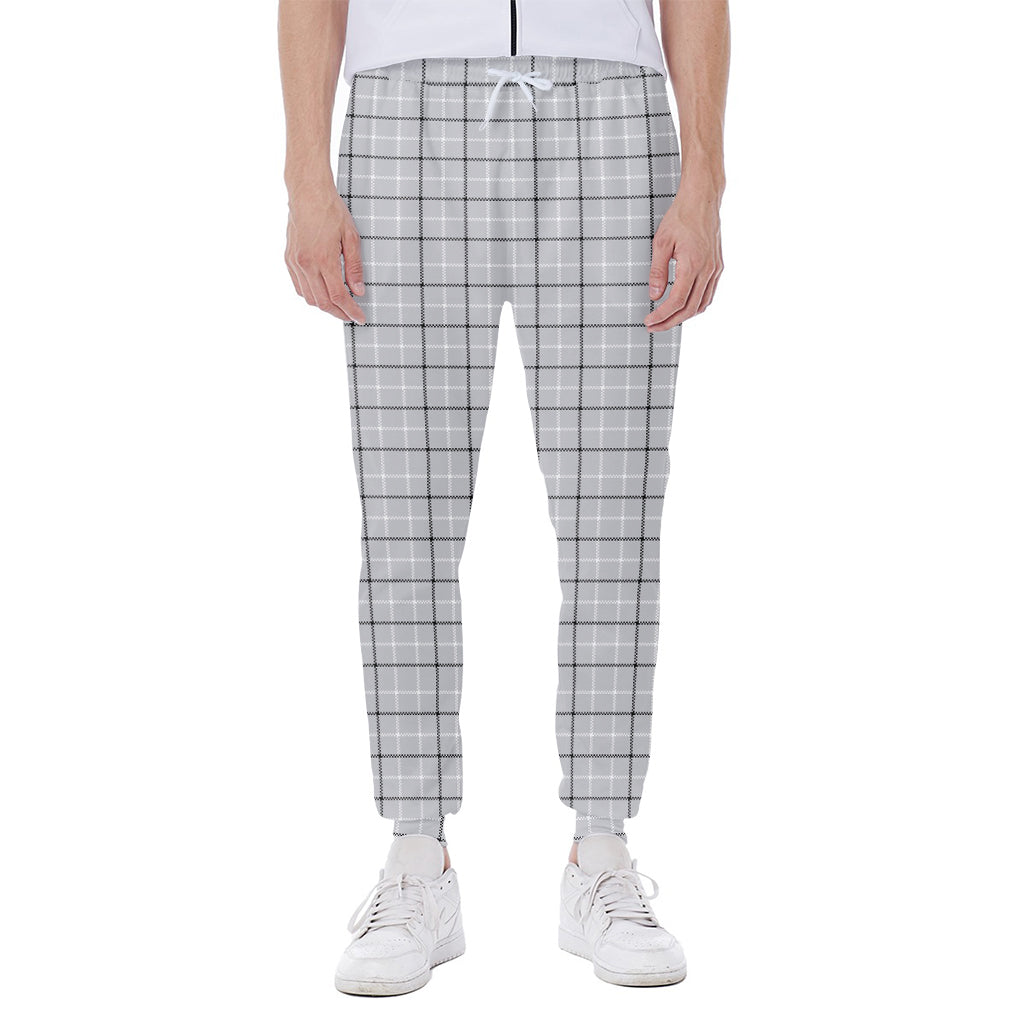 Grey Tattersall Pattern Print Scuba Joggers