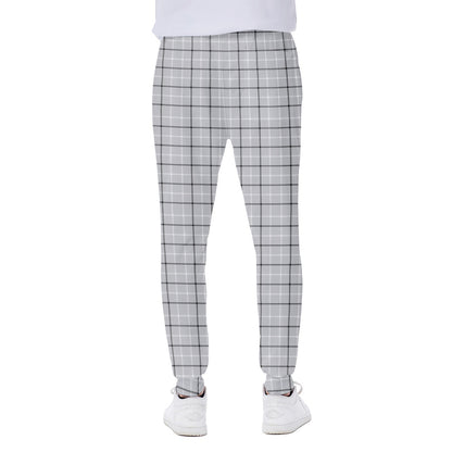 Grey Tattersall Pattern Print Scuba Joggers