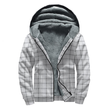 Grey Tattersall Pattern Print Sherpa Lined Zip Up Hoodie
