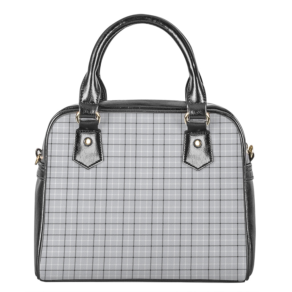 Grey Tattersall Pattern Print Shoulder Handbag