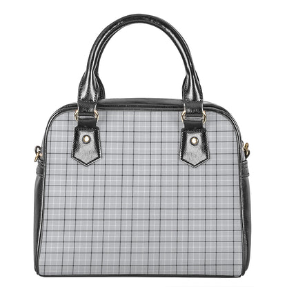 Grey Tattersall Pattern Print Shoulder Handbag