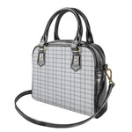 Grey Tattersall Pattern Print Shoulder Handbag
