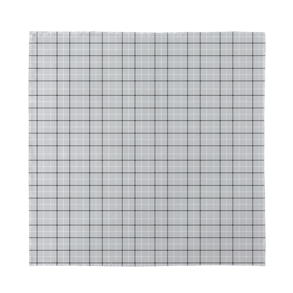 Grey Tattersall Pattern Print Silk Bandana