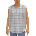 Grey Tattersall Pattern Print Sleeveless Baseball Jersey