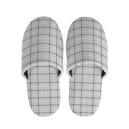 Grey Tattersall Pattern Print Slippers