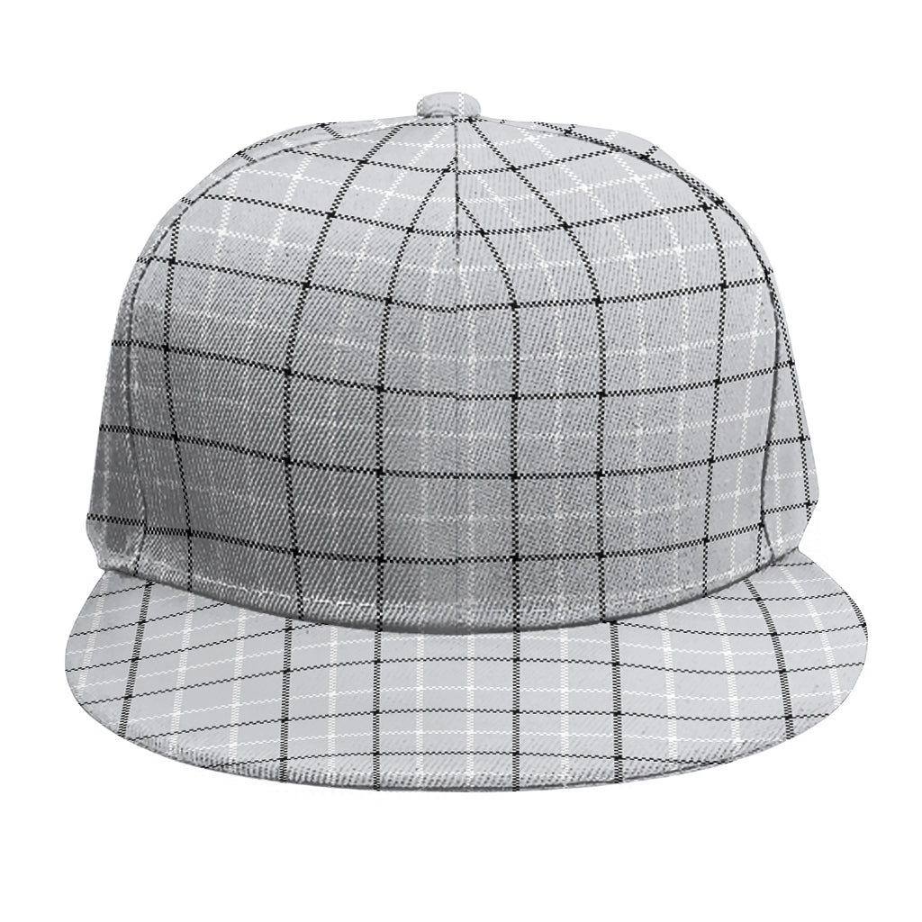 Grey Tattersall Pattern Print Snapback Cap