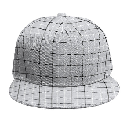Grey Tattersall Pattern Print Snapback Cap