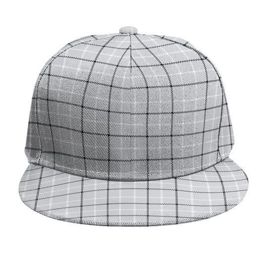 Grey Tattersall Pattern Print Snapback Cap
