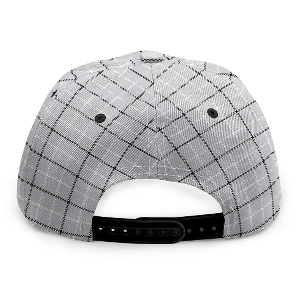 Grey Tattersall Pattern Print Snapback Cap