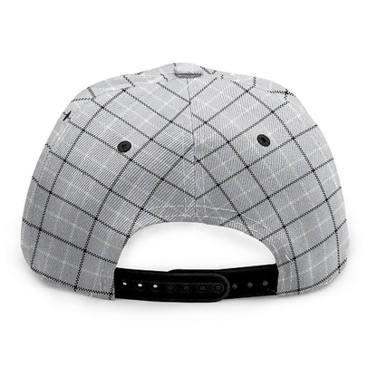 Grey Tattersall Pattern Print Snapback Cap