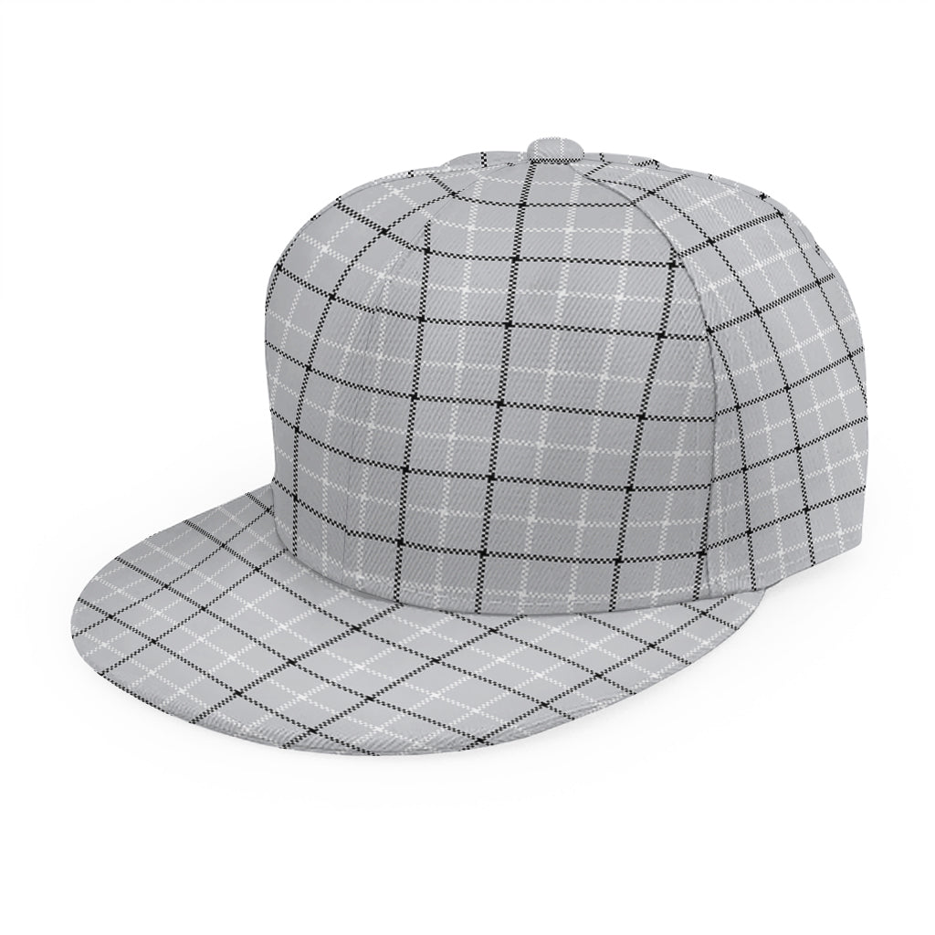 Grey Tattersall Pattern Print Snapback Cap