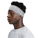 Grey Tattersall Pattern Print Sports Headband