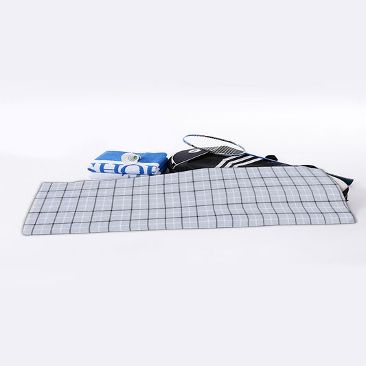 Grey Tattersall Pattern Print Sports Towel