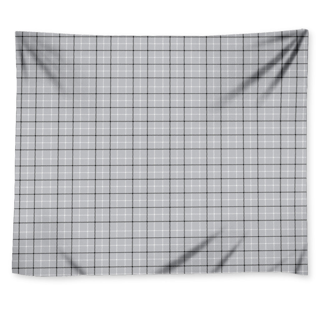 Grey Tattersall Pattern Print Tapestry