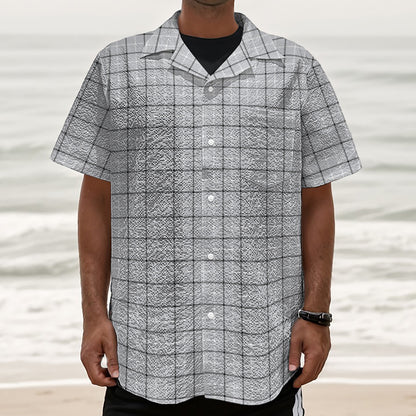 Grey Tattersall Pattern Print Textured Short Sleeve Shirt
